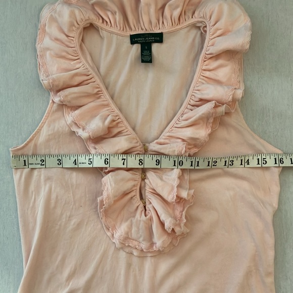 🍄Lauren Jeans Co Pink Ruffle Neck Top (S) - Picture 5 of 8